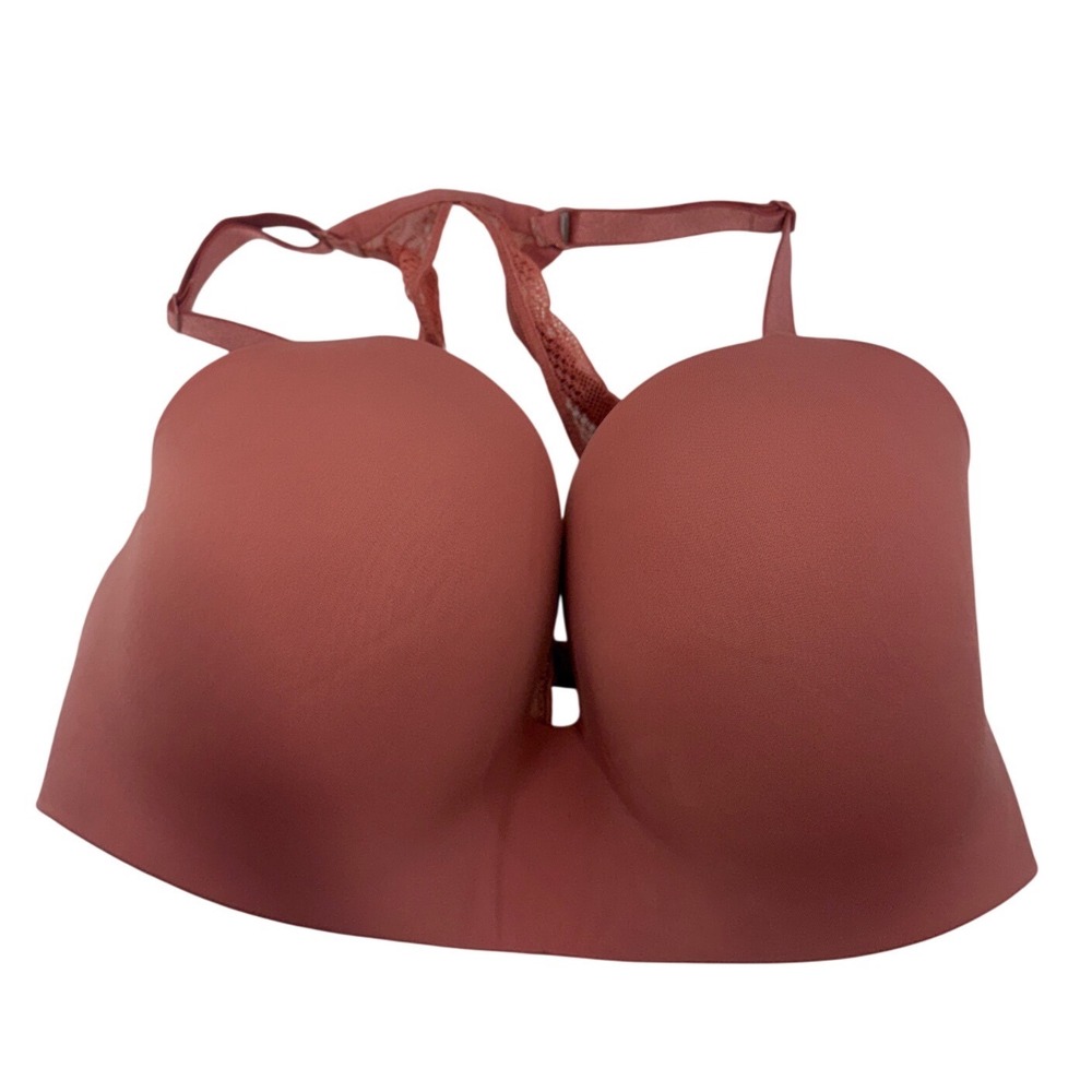 Victorias Secret Pink Wireless Lace Racerback Bra 34DDD F75 Rose Gold